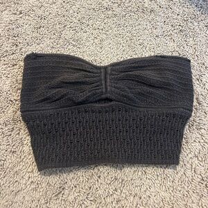 Black Textured Women's Tube Top